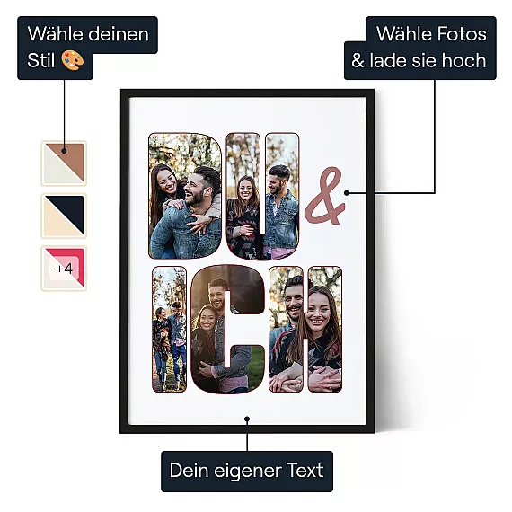 Collage Kunstwerk Du Und Ich — personalisierter Kunstdruck - Schweiz