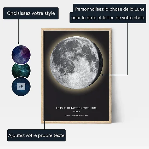 Affiche Lune — affiche personnalisée de la phase de lune