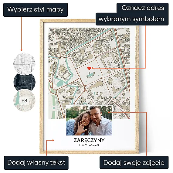 Mapa Naszych Zareczyn — personalizowany plakat artystyczny