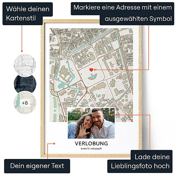 Verlobungskarte — personalisierter Kunstdruck - Schweiz
