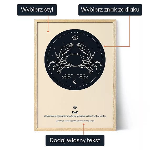 Jak spersonalizować plakat ze znakiem zodiaku Rak - Znak Zodiaku Rak