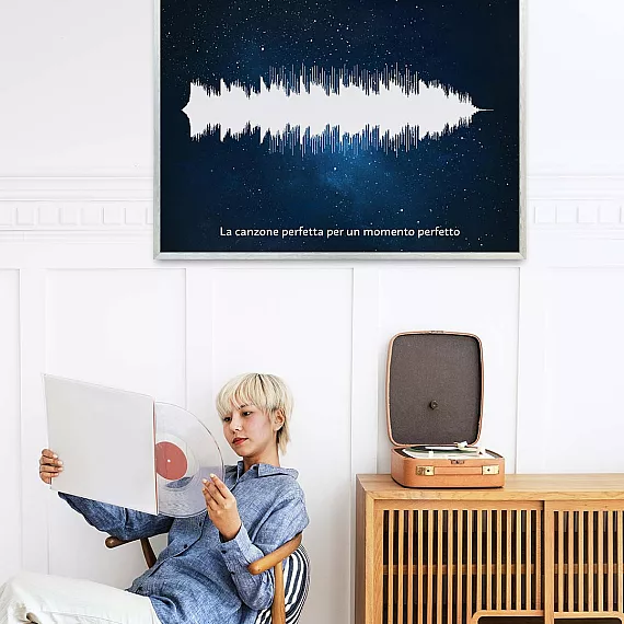 L’obiettivo delle Onde Sonore Personalizzate disponibili su Positive Prints è proprio quello di catturare un suono o un audio e trasformarlo in una stampa. 