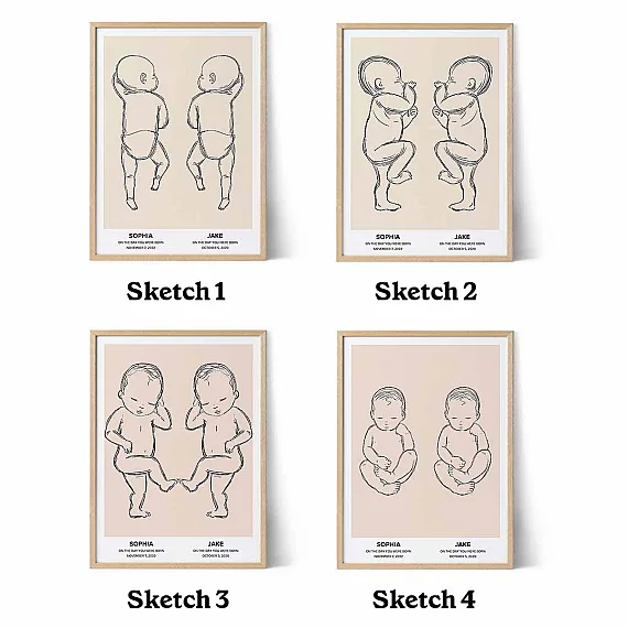 duo birth poster color and illustration
