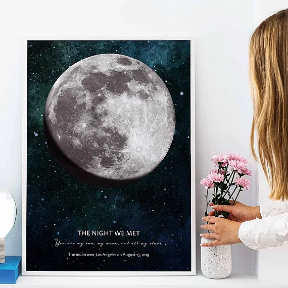 Digital Måne väggkonst — personlig månfas poster
