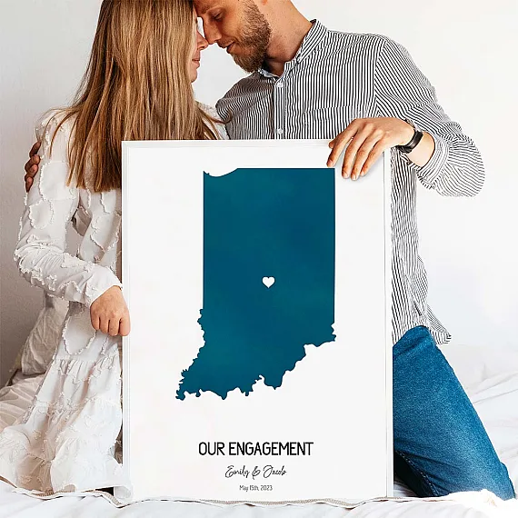 Watercolor Engagement Map Gift