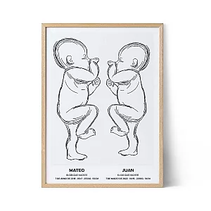 Lámina Nacimiento para Gemelos o Mellizos — impresión artística personalizada