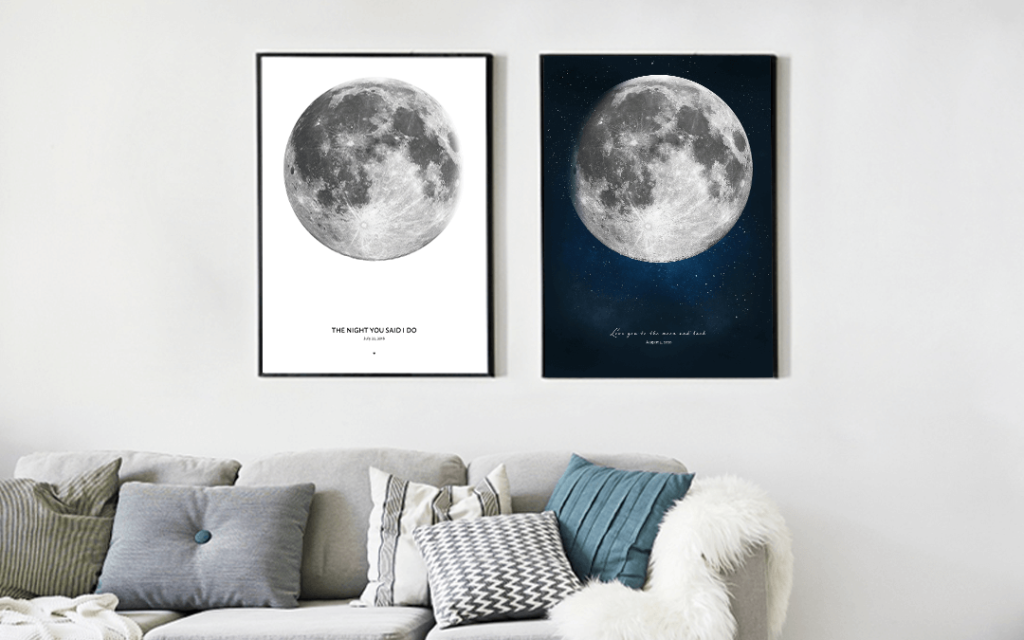 Moon Artwork In Two Versions - Night Sky And With White Background