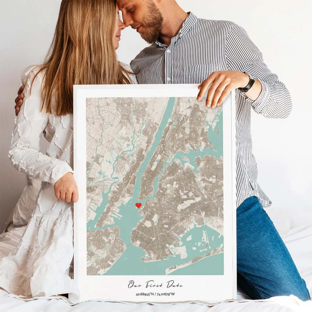 Where It All Began/where We Met Map, Location Map Wooden Framed Wall Art,  Custom Wedding Anniversary Gifts for Couple, Valentines Day Gifts 