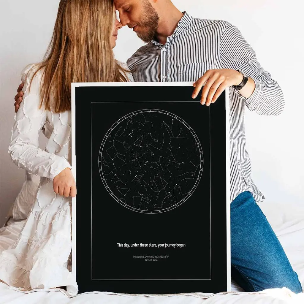 Póster de mapa estelar personalizado - Regalo de mapa estelar - Positive Prints