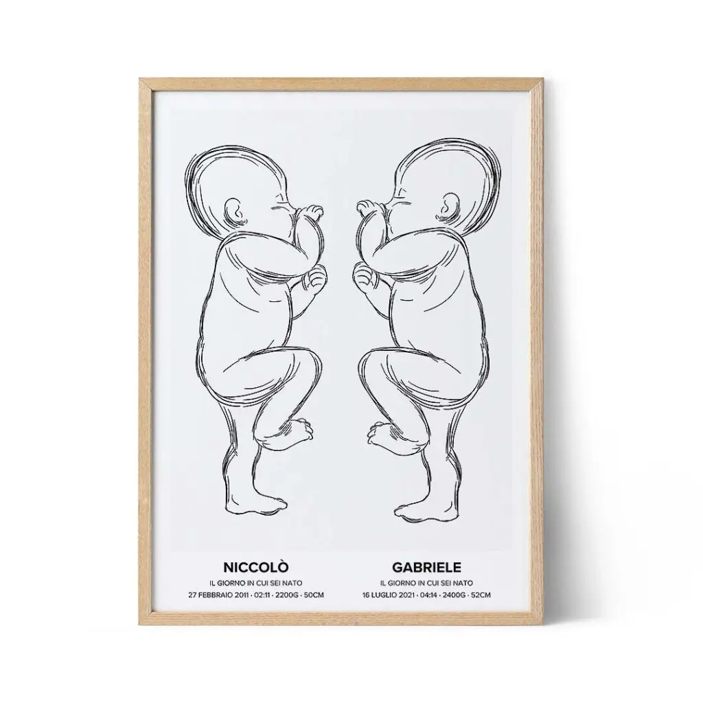 Quadro Nascita Baby Personalizzato con Dati del Bambino