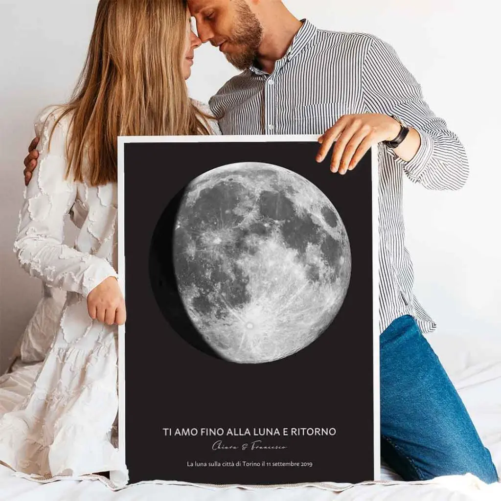 Ti amo fino alla luna e ritorno, carta per lei, carta per lui, carta  d'amore, espressione d'amore, ti amo, carta per loro, luna e ritorno -   Italia