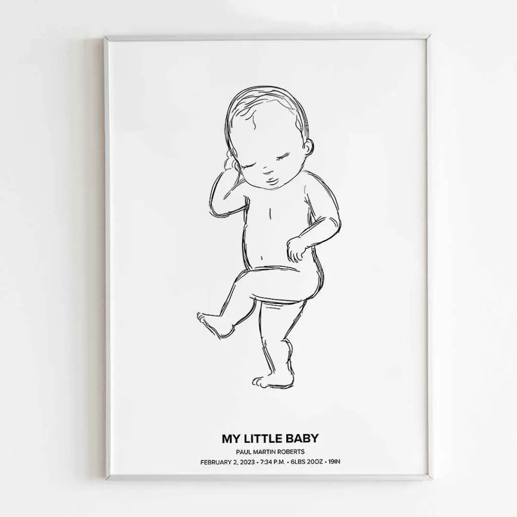 Custom Line Drawing of YOUR Baby, Newborn Poster Scale 1:1, Personalized to  Babys Actual Birth Size, Birth Poster of Newborn Length, Height 