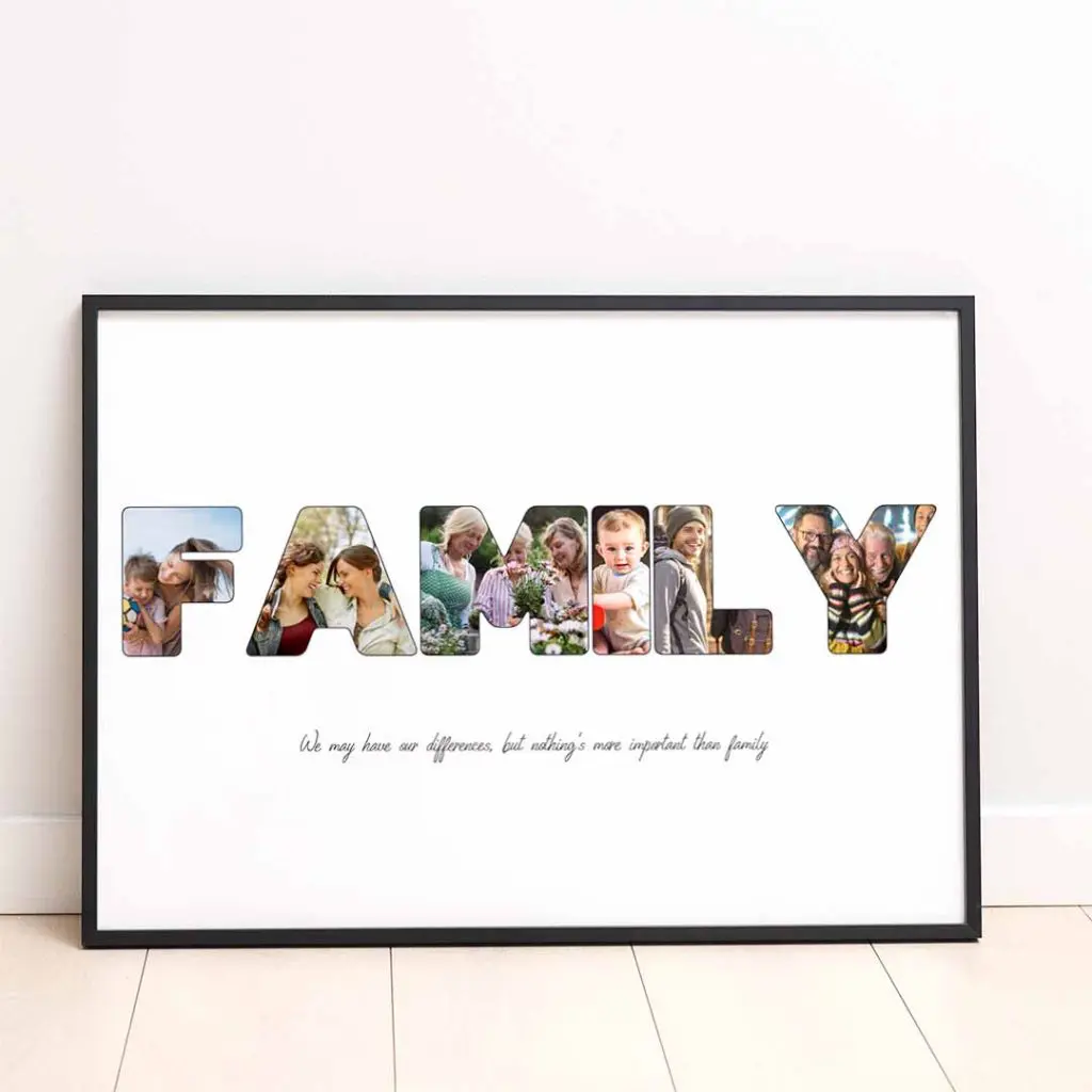 Collage di Foto a Forma di Lettere per la Famiglia - Positive Prints