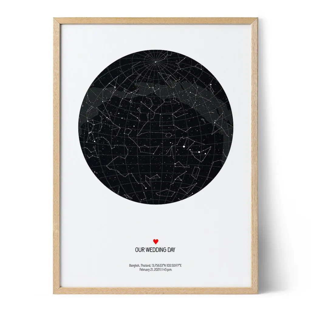 Stars On Wedding Day - Wedding Star Map - Positive Prints