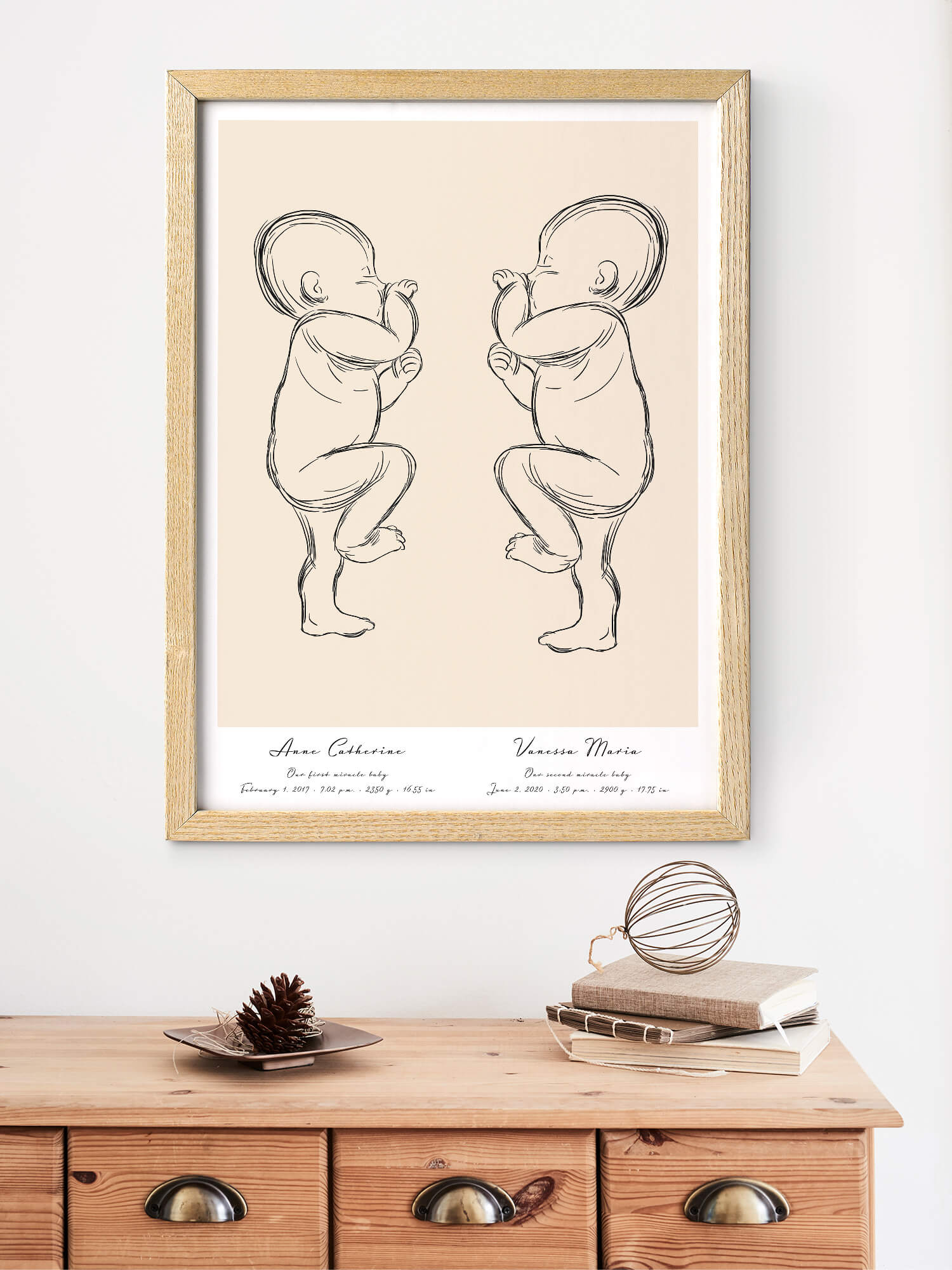 Affiche De Naissance Jumeaux Ou Duo De Bebes Positive Prints