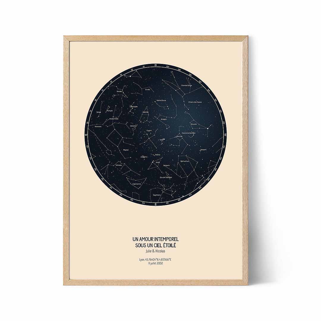 Carte détoile personnalisée personnalisé Star Constellation carte nuit ciel étoile carte affiche Art Print encadré sans cadre 