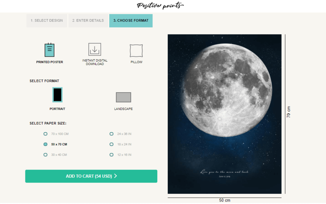 Mondphasen druckbarer Sofort-Download oder gedruckte Poster-Option