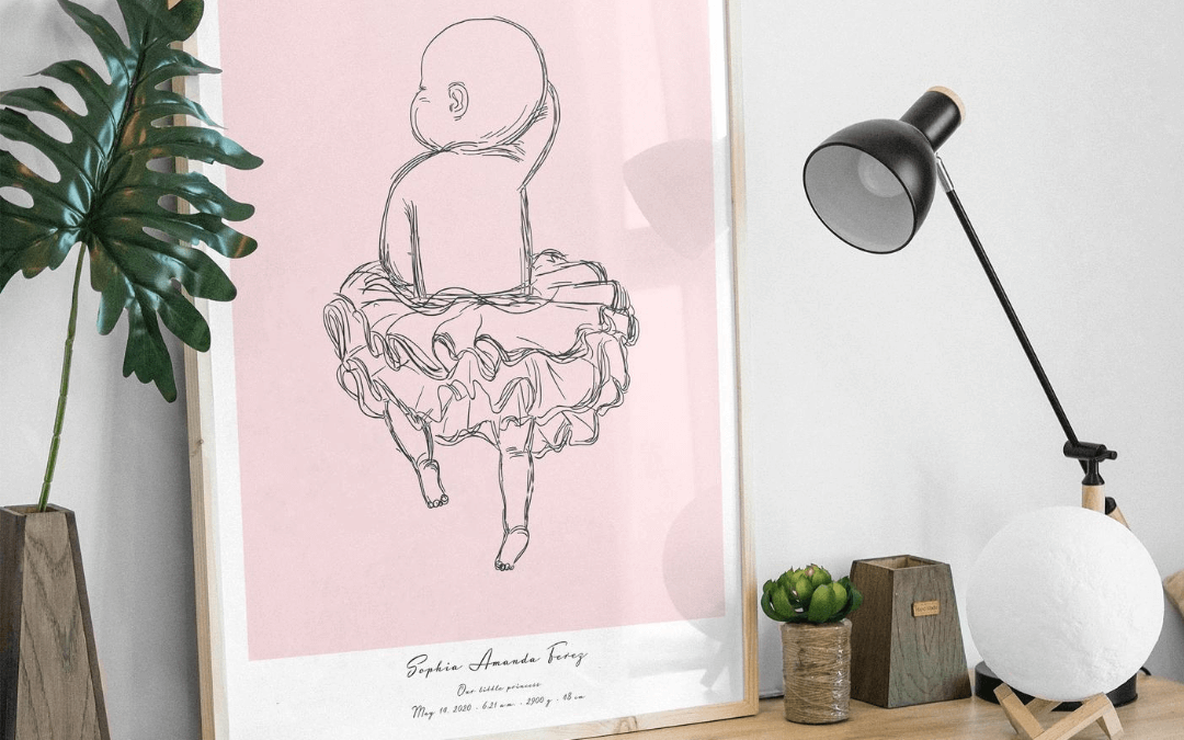 Personalized Birth Poster for Baby Girl | Baby Sketch Custom
