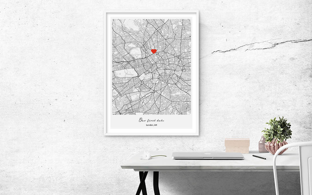 La mappa della città del tuo cuore in un poster da appendere