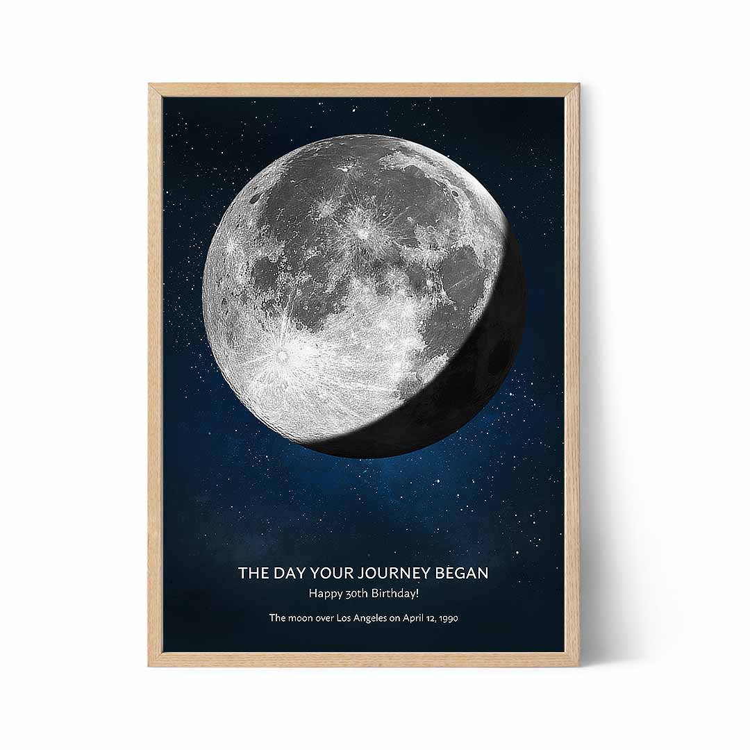 Digital Prints Third Quarter Moon Printable Art Customizable Birthday 