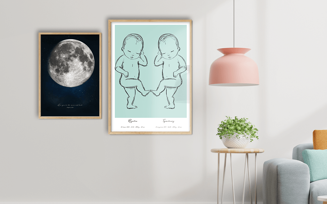 Póster de fase lunar y Póster de nacimiento