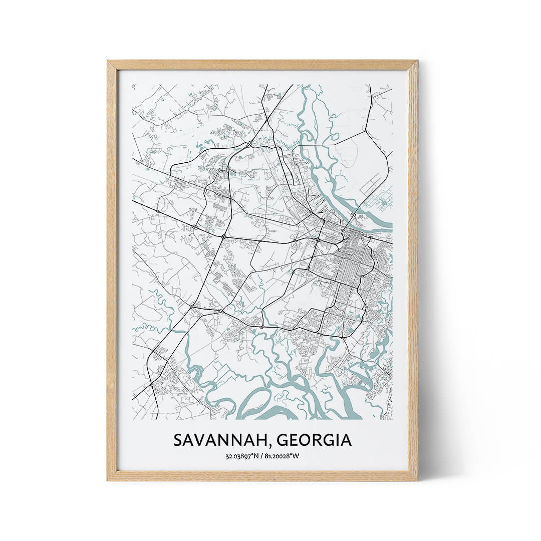 Savannah city map poster