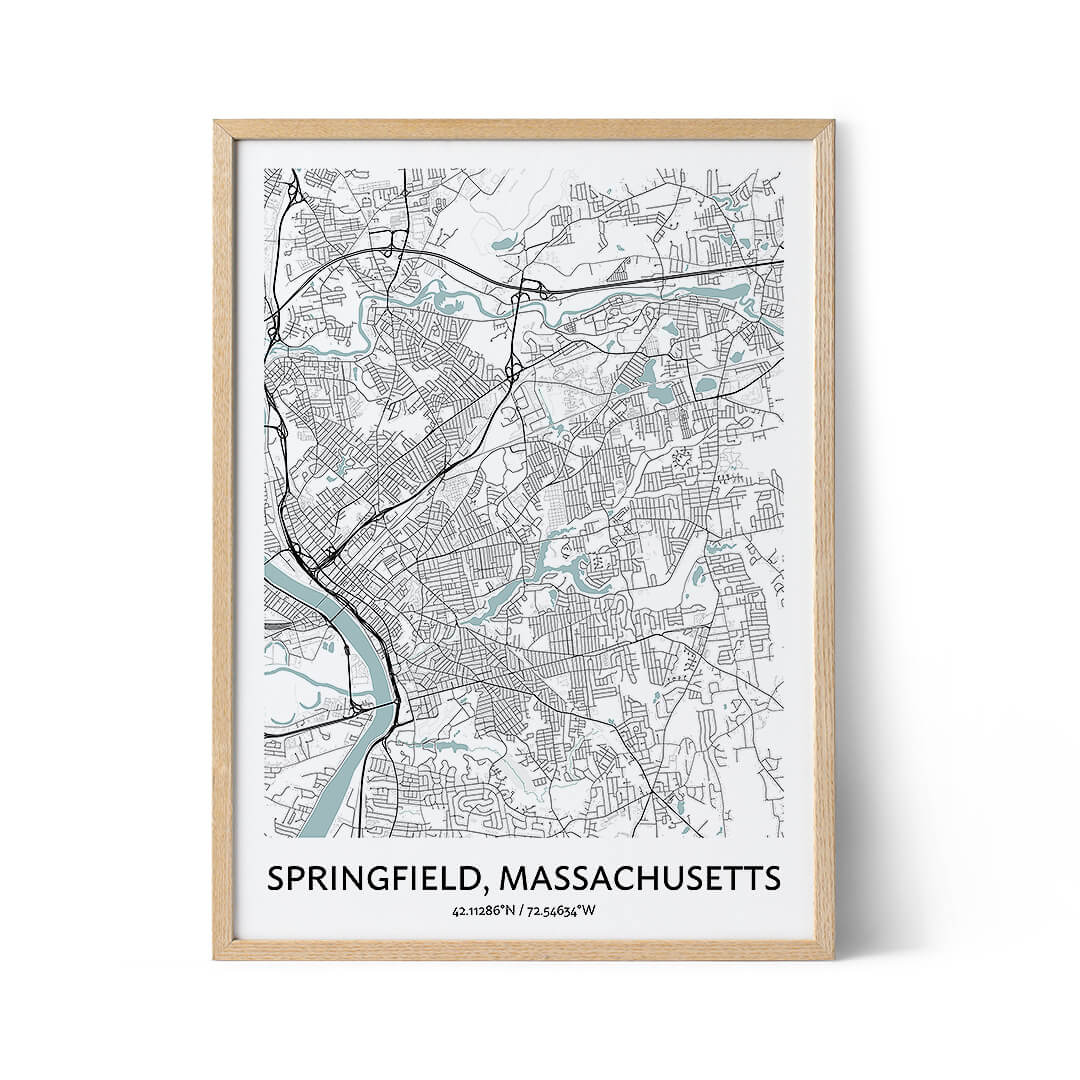 Springfield Massachusetts city map poster