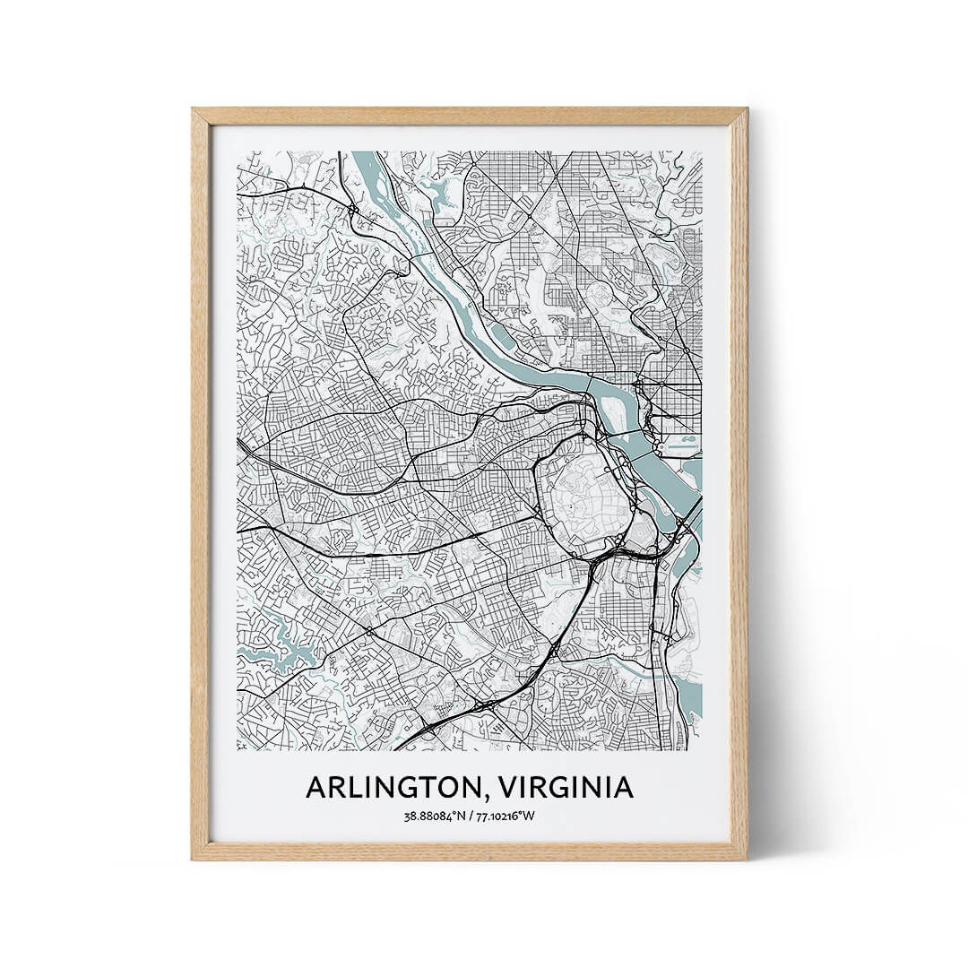 Arlington Virginia city map poster