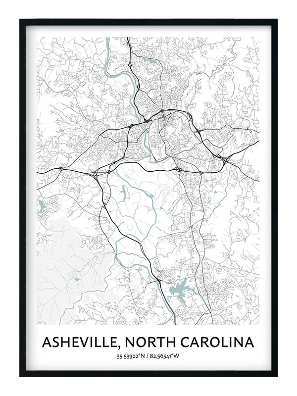 Asheville Map Poster - Your City Map Art - Positive Prints