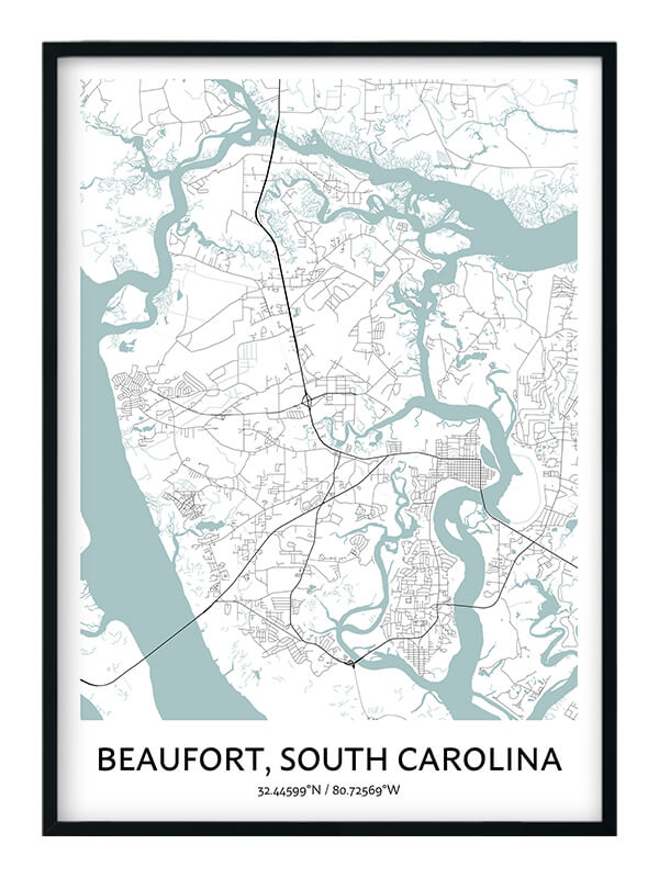 Beaufort Map Poster Your City Map Art Positive Prints   Beaufort Poster 