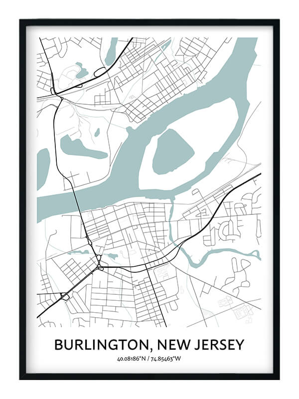 Burlington Map Poster Your City Map Art Positive Prints   Burlington Poster 