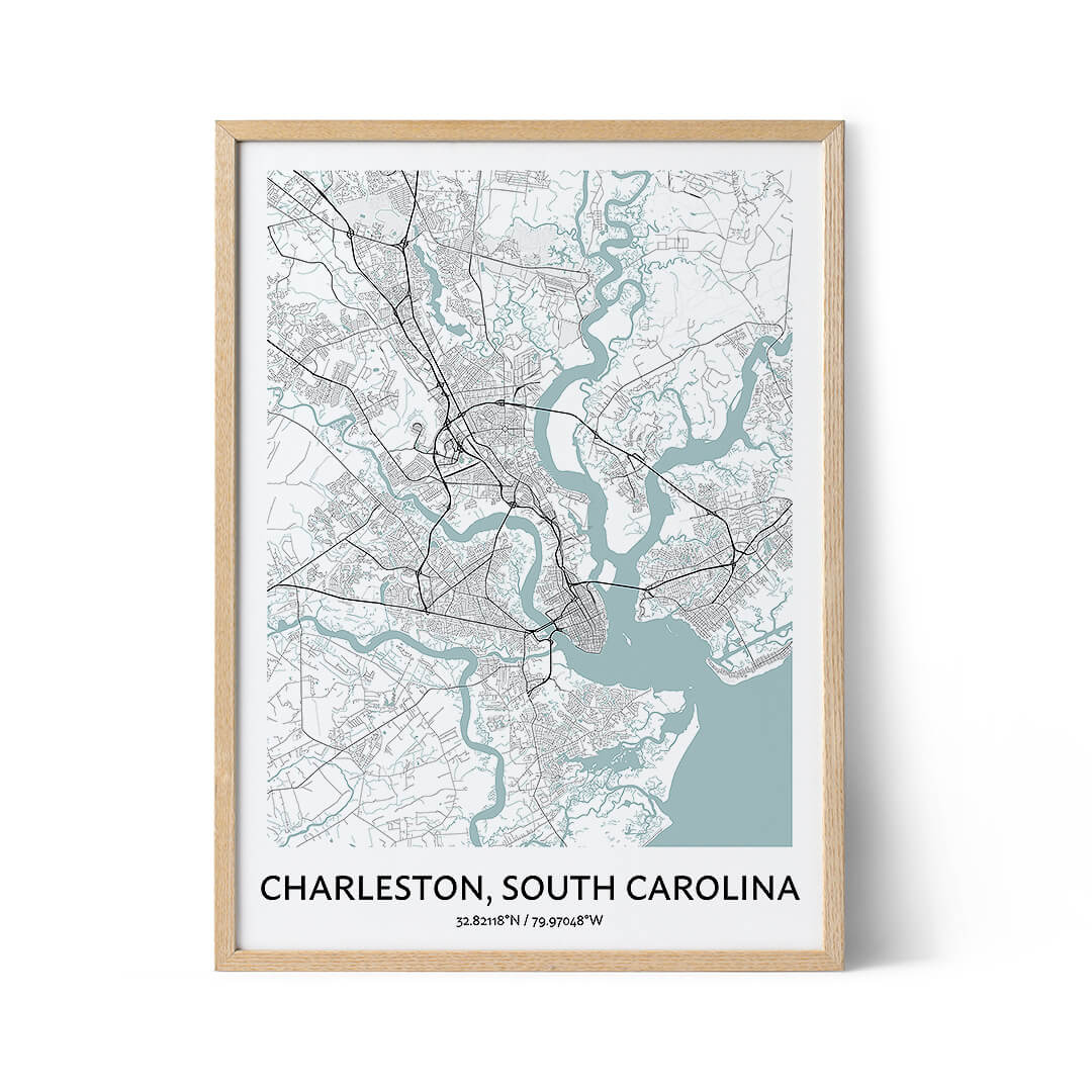 Charleston South Carolina city map poster