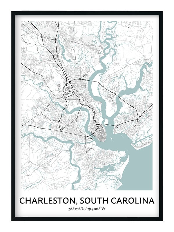 Charleston South Carolina Map Poster - Your City Map Art - Positive Prints