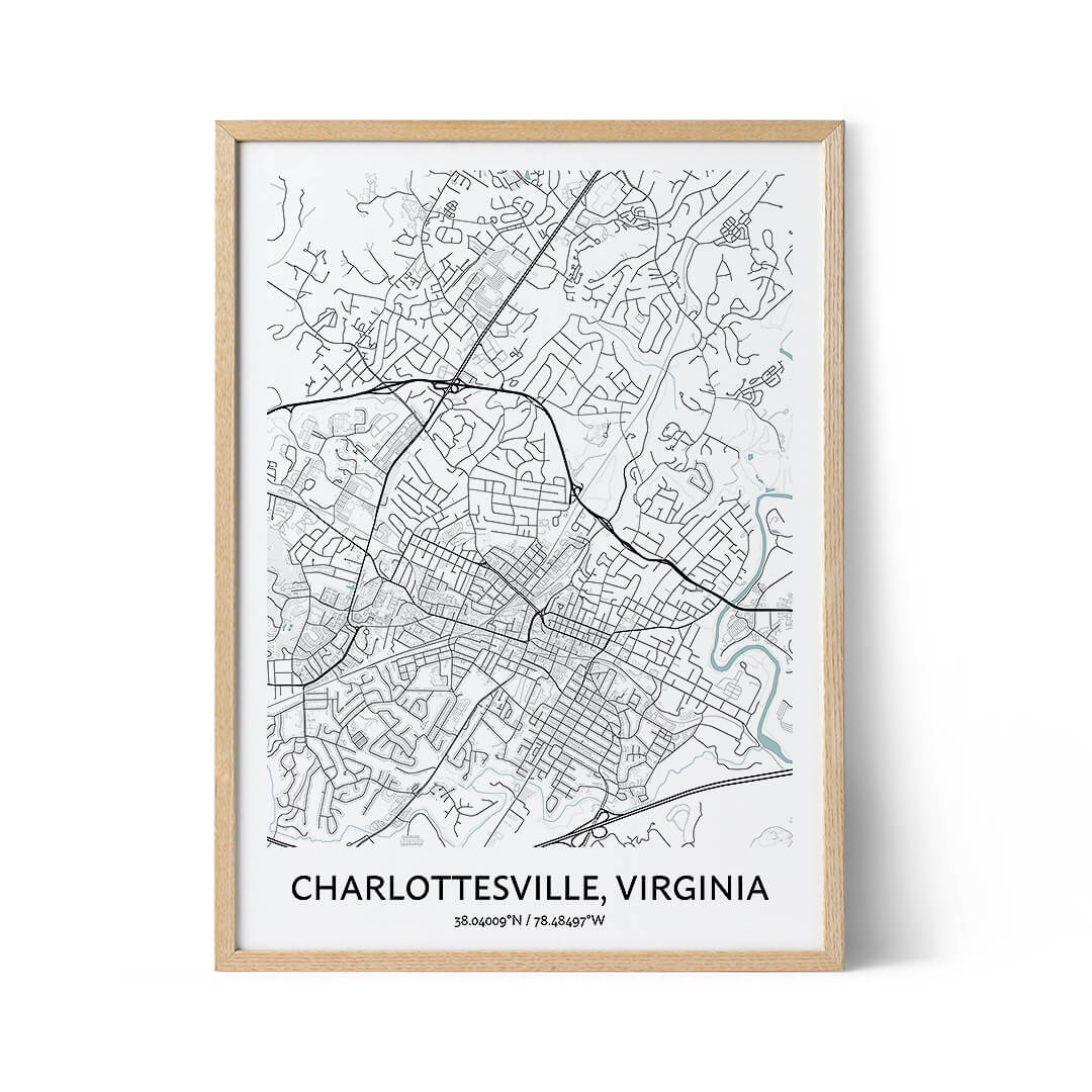 Charlottesville city map poster