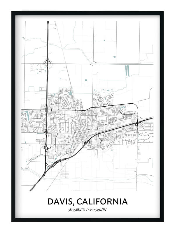 Davis Map Poster - Your City Map Art - Positive Prints