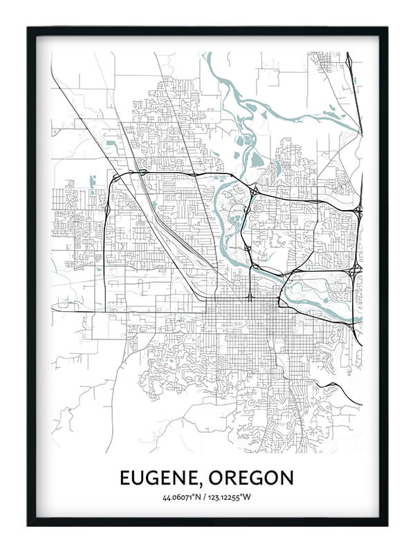 Eugene Map Poster Your City Map Art Positive Prints