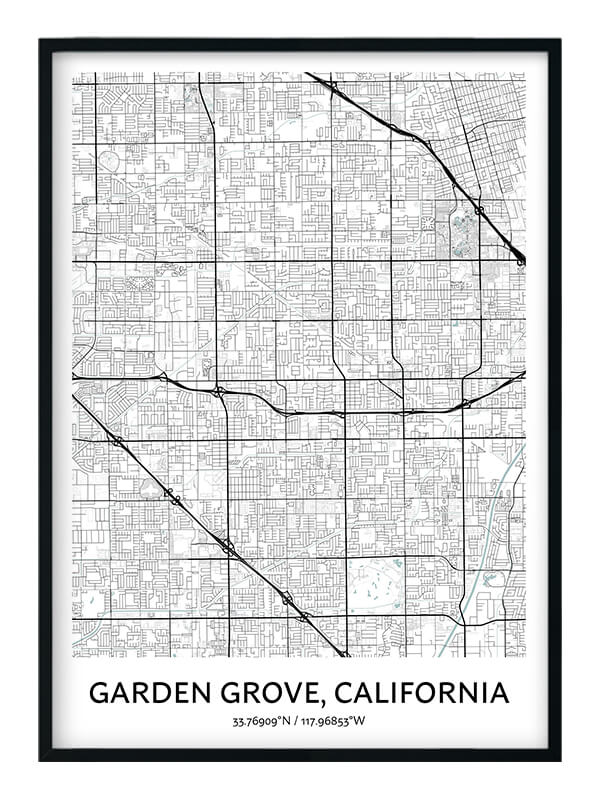 Garden Grove Map Poster Your City Map Art Positive Prints   Garden Grove Poster 