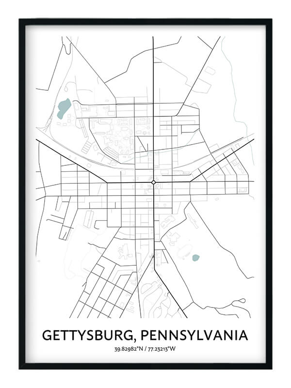 Gettysburg Map Poster Your City Map Art Positive Prints