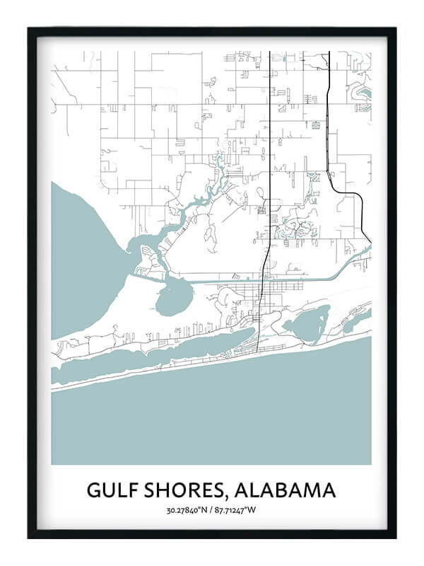 Gulf Shores Map Poster - Your City Map Art - Positive Prints