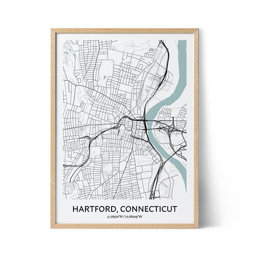 Hartford city map poster