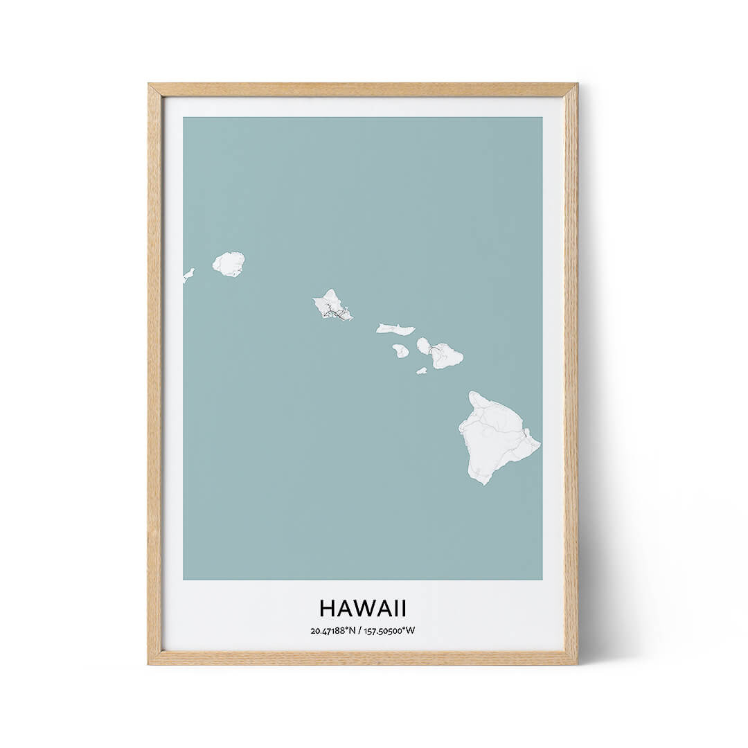 Affiche de la carte de la ville d'Hawaï