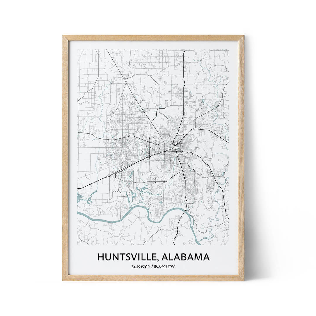 Huntsville Map Poster - Your City Map Art - Positive Prints