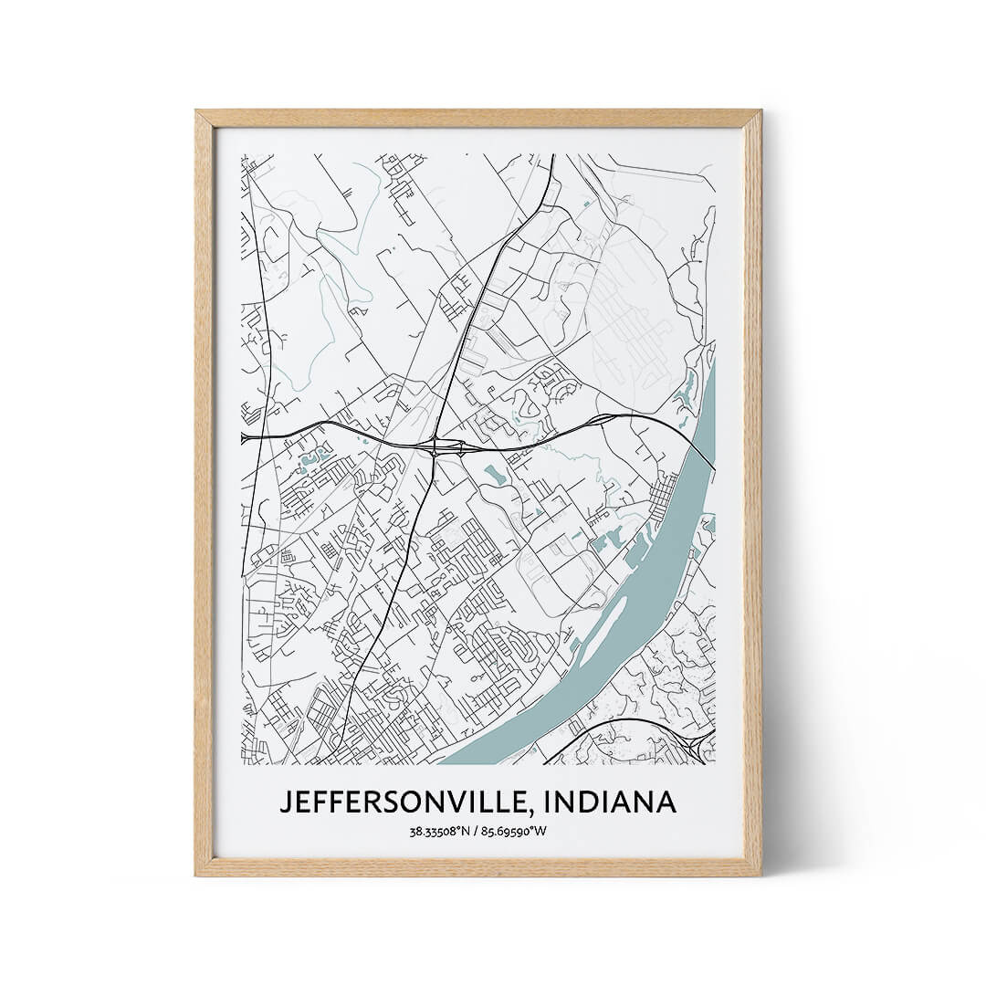 Jeffersonville Map Poster - Your City Map Art - Positive Prints