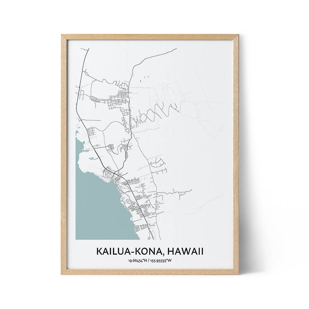 Kailua-Kona city map poster