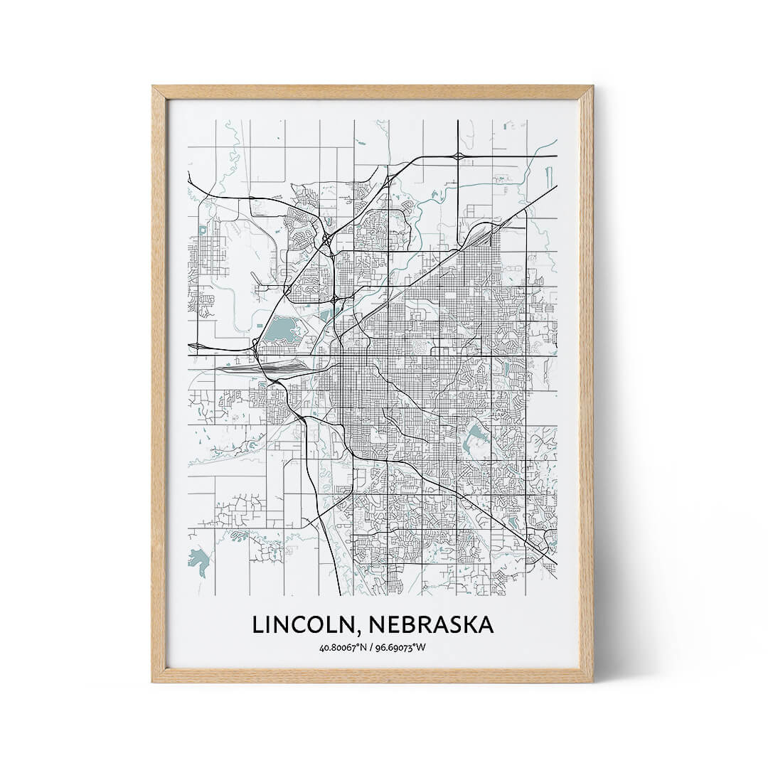 Lincoln city map poster