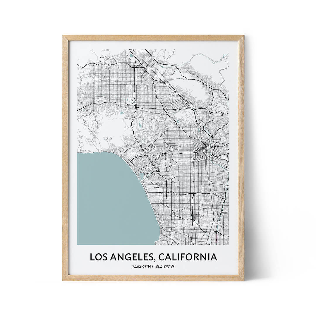 Los Angeles Map Poster Your City Map Art Positive Prints