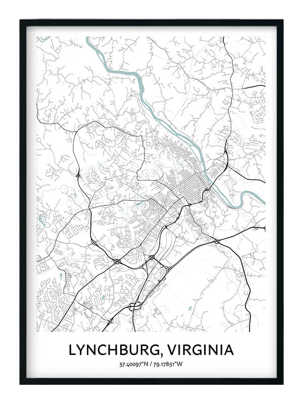 Lynchburg Map Poster Your City Map Art Positive Prints