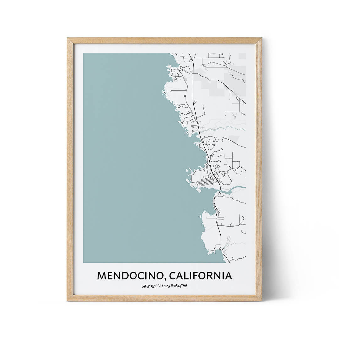 Mendocino city map poster