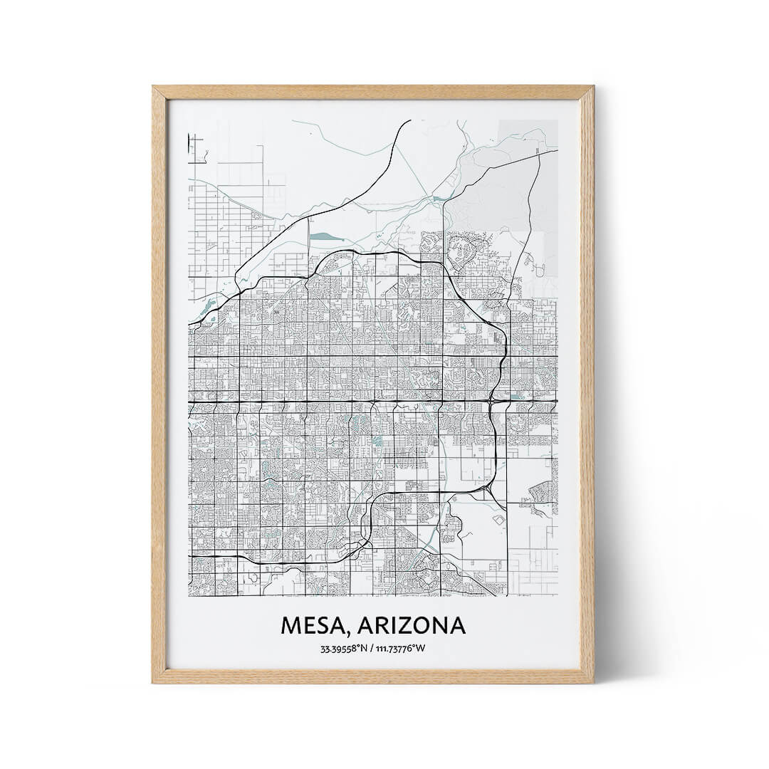 Mesa Map Poster Your City Map Art Positive Prints   Mesa City Map Poster 