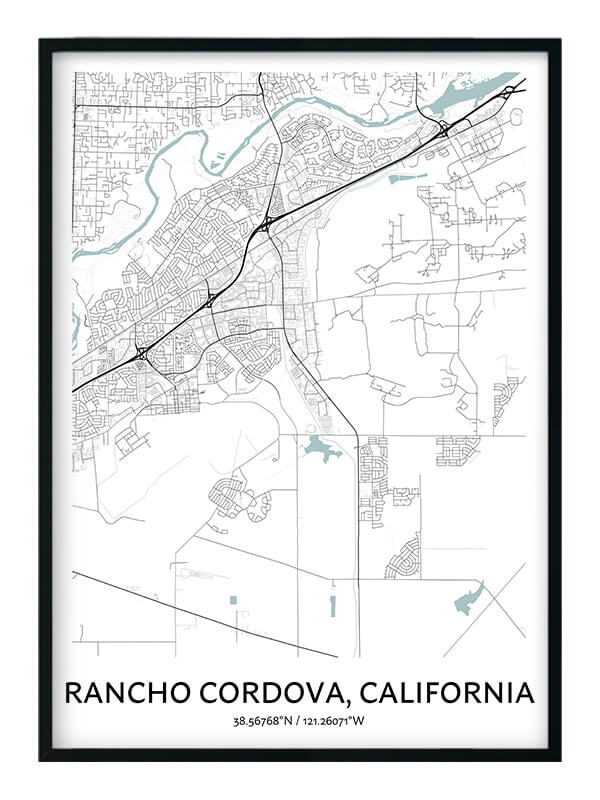 Rancho Cordova Map Poster - Your City Map Art - Positive Prints